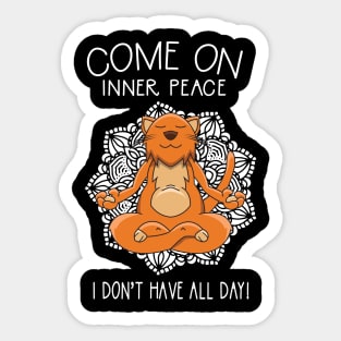 Come On Inner Peace Funny Yoga Meditation Sticker